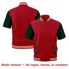 Red White Short Sleeve Full-Snap Varsity Jacket 7