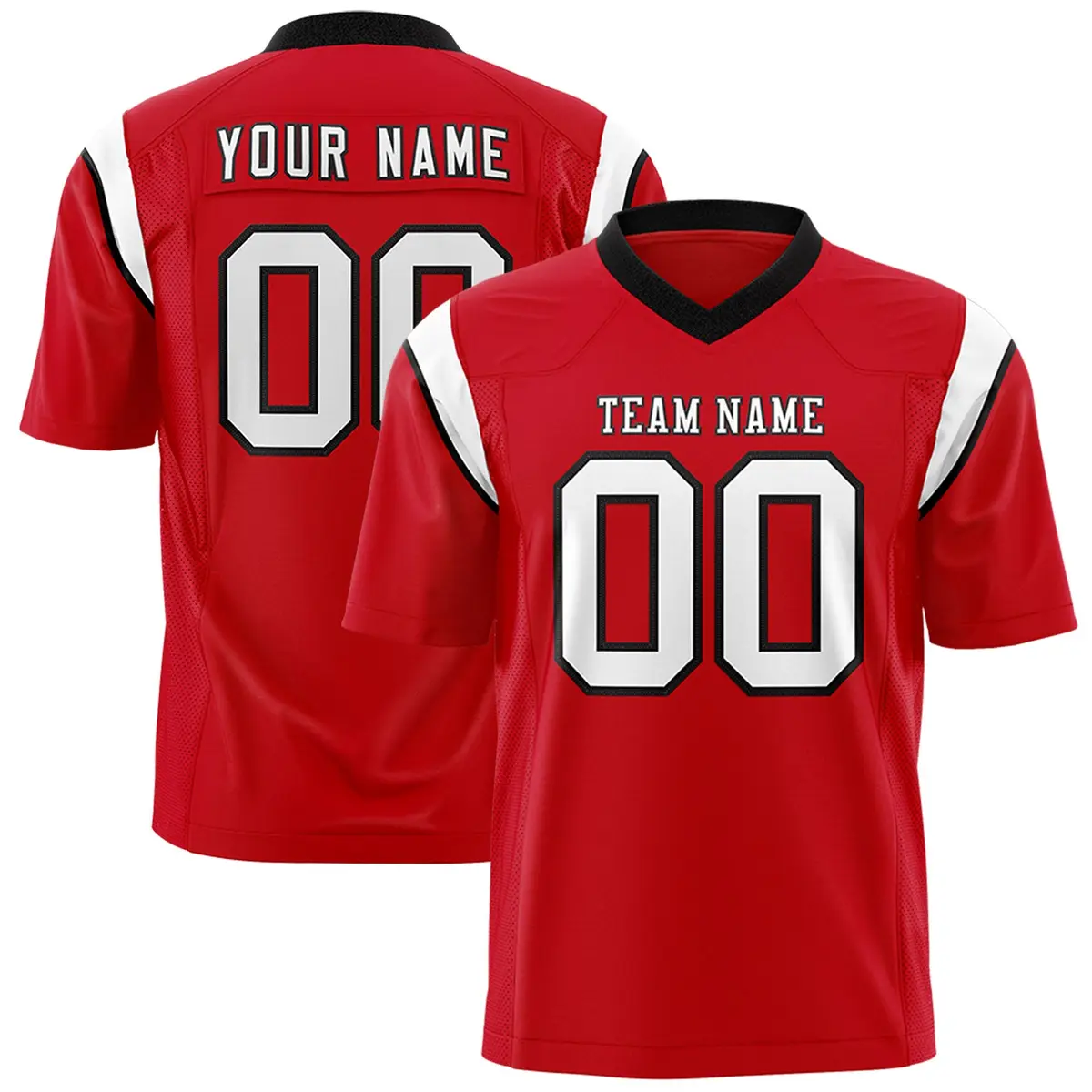 Red White Shoulder Cut Two-Tone Flag Football Jersey