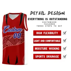 Red White Snake Scale Venomous Fang Graffiti Basketball Jersey 2