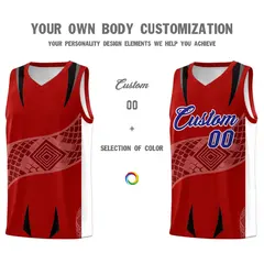 Red White Snake Scale Venomous Fang Graffiti Basketball Jersey 3
