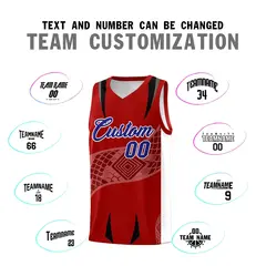 Red White Snake Scale Venomous Fang Graffiti Basketball Jersey 4