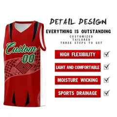 Red White Snake Scale Venomous Fang Graffiti Basketball Jersey 2