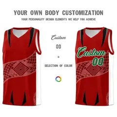 Red White Snake Scale Venomous Fang Graffiti Basketball Jersey 3