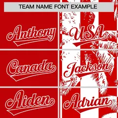 Red White Split Coconut Tree Baseball Jersey 3