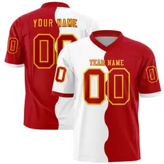 Red White Split Fashion Mesh Authentic Football Jersey