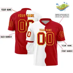 Red White Split Fashion Mesh Authentic Football Jersey 2