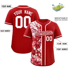 Red White Split Graffiti Raglan Sleeve Baseball Jersey 2