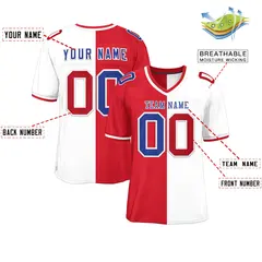 Red White Split Two Tone Authentic Football Jersey 2