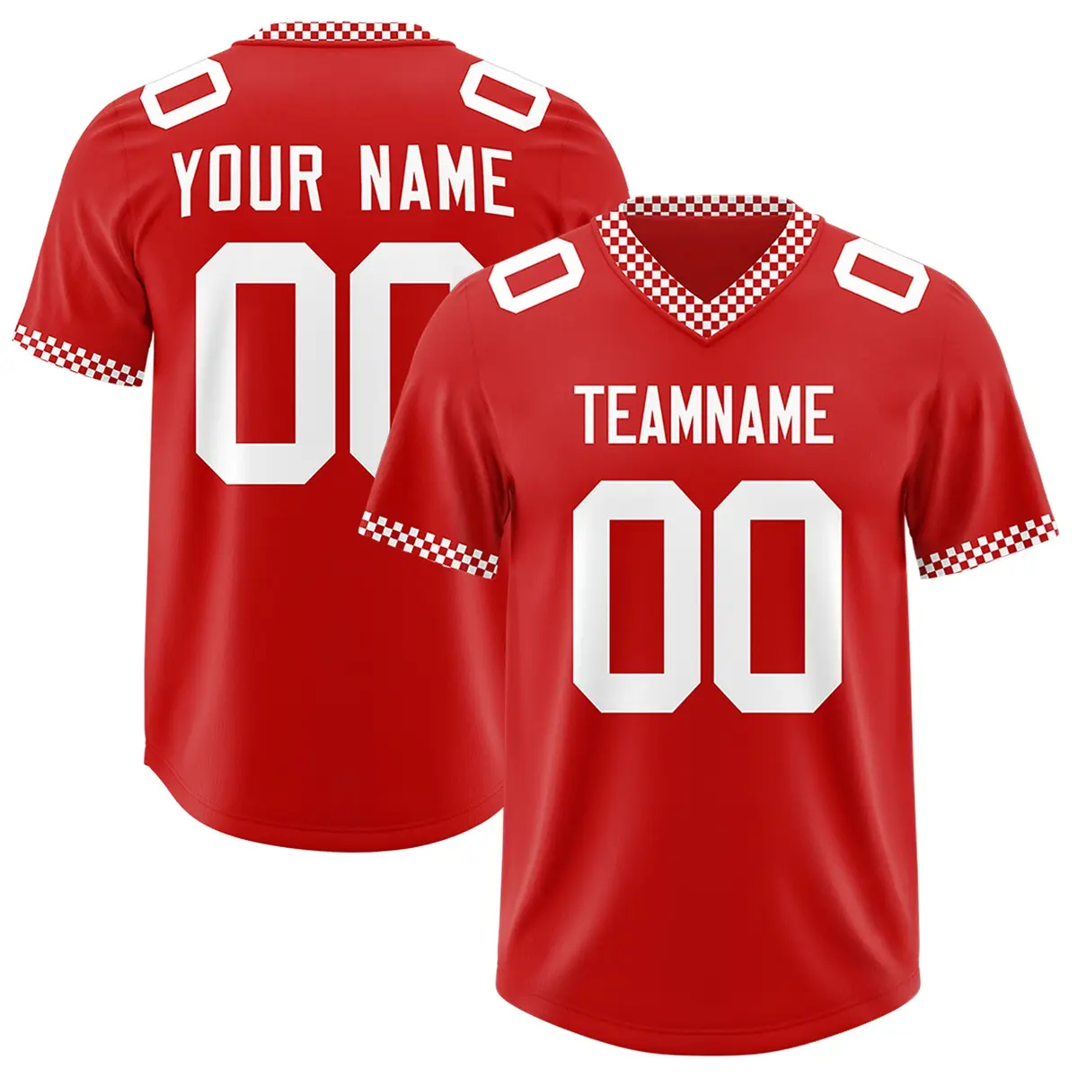 Red White Square Neckline Classic Authentic Football Jersey