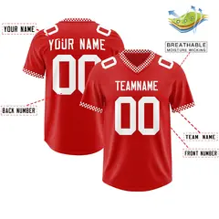 Red White Square Neckline Classic Authentic Football Jersey 2