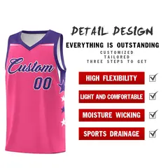 Red White Star Color Block Two Tone Side Basketball Jersey 2