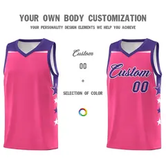 Red White Star Color Block Two Tone Side Basketball Jersey 3