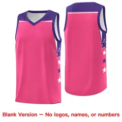 Red White Star Color Block Two Tone Side Basketball Jersey 6