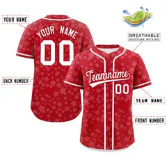 Red White Star Graffiti Authentic Baseball Jersey 2