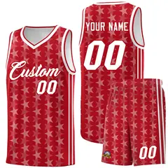 Red White Star Graffiti Sports Uniform Basketball Jersey