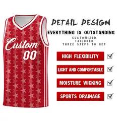 Red White Star Graffiti Sports Uniform Basketball Jersey 2