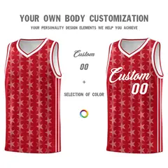 Red White Star Graffiti Sports Uniform Basketball Jersey 3