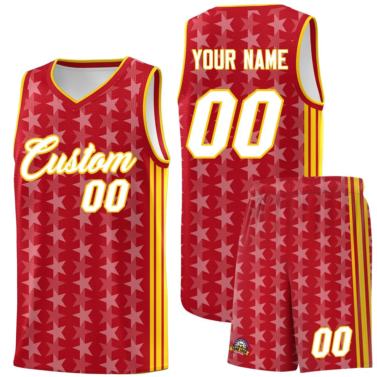 Red White Star Graffiti Sports Uniform Basketball Jersey