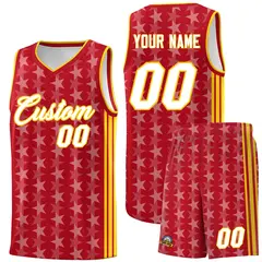 Red White Star Graffiti Sports Uniform Basketball Jersey