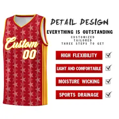 Red White Star Graffiti Sports Uniform Basketball Jersey 2