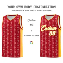 Red White Star Graffiti Sports Uniform Basketball Jersey 3