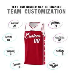 Red White Star Pattern Team Basketball Jersey 4
