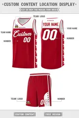Red White Star Pattern Team Basketball Jersey 5