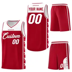 Red White Star Pattern Team Basketball Jersey 6