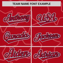 Red White Star Pattern Varsity Letterman Baseball Jacket 3
