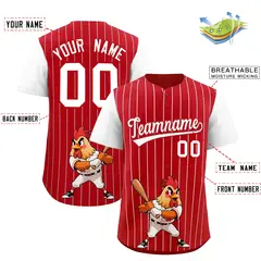Red White Stripe Animals Graffiti Raglan Baseball Jersey 2