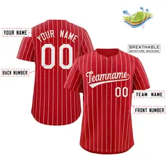 Red White Stripe Authentic Fashion Baseball Jersey 2