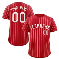 Red White Stripe Authentic Fashion Baseball Jersey