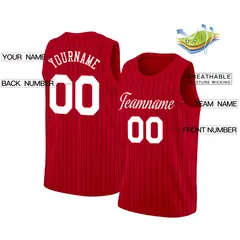 Red White Stripe Fashion Men/Boy Basketball Jersey 2