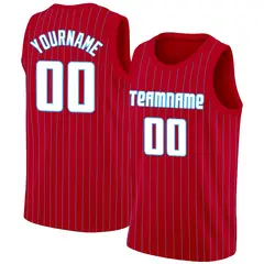 Red White Stripe Fashion Men/Boy Basketball Jersey