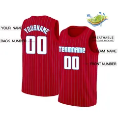 Red White Stripe Fashion Men/Boy Basketball Jersey 2