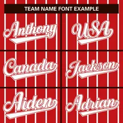 Red White Stripe Full Button Baseball Jersey 3