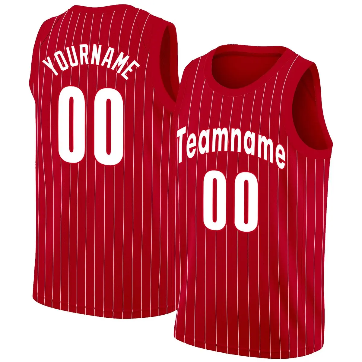 Red White Stripe Mesh Fashion Tops Basketball Jersey