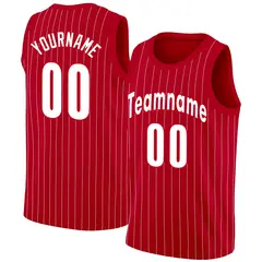Red White Stripe Mesh Fashion Tops Basketball Jersey