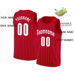 Red White Stripe Mesh Fashion Tops Basketball Jersey 2