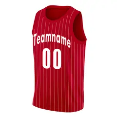 Red White Stripe Mesh Fashion Tops Basketball Jersey 3