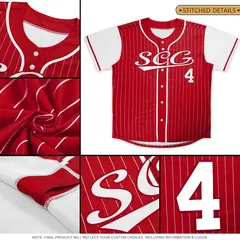 Red White Stripe Raglan Sleeves Authentic Baseball Jersey 5
