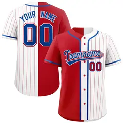 Red White Stripe-Solid Combo Authentic Baseball Jersey