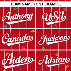 Red White Stripe Star Pattern Authentic Baseball Jersey 3