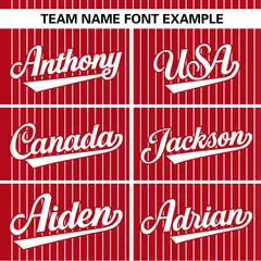 Red White Stripe Two-Button Softball Jersey 4
