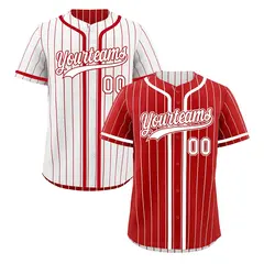 Red White Striped Reversible Baseball Jersey 1