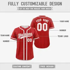 Red White Striped Reversible Baseball Jersey 3