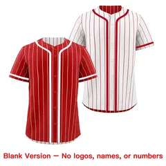 Red White Striped Reversible Baseball Jersey 9