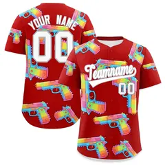 Red White Sugar-Coated Firepower Graffiti Baseball Jersey