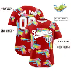 Red White Sugar-Coated Firepower Graffiti Baseball Jersey 2