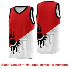 Red White Sunburst Two Tone Athletic Basketball Jersey 2